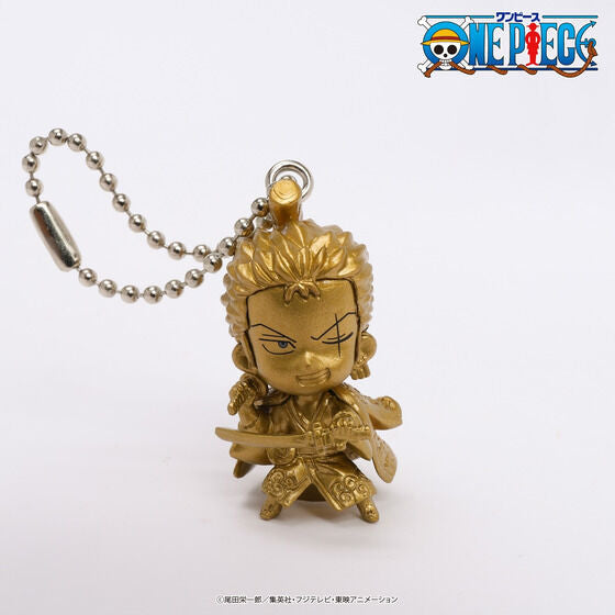 One Piece Zoro metallic gold mini figurine keychain