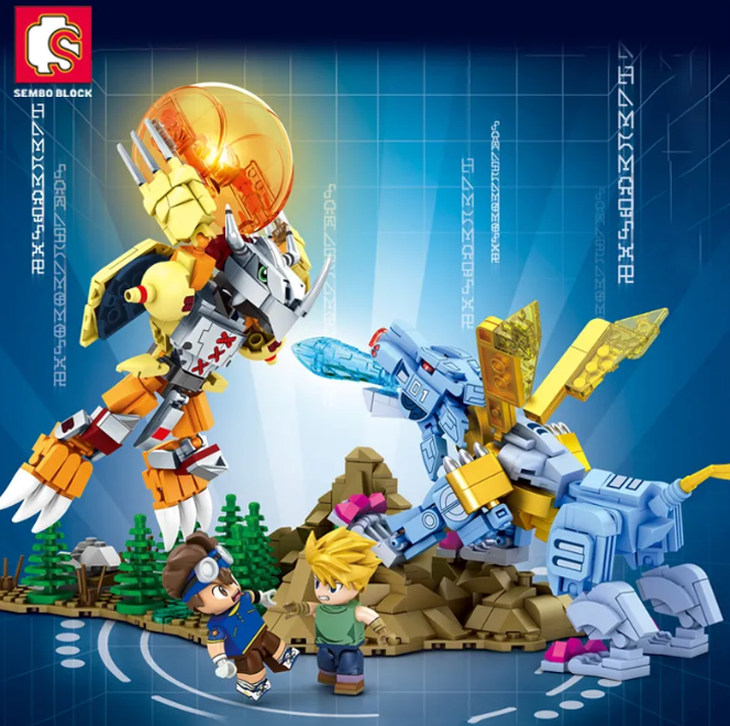 Digimon:  SEMBO Lego Model Garudamon VS Metal Greymon