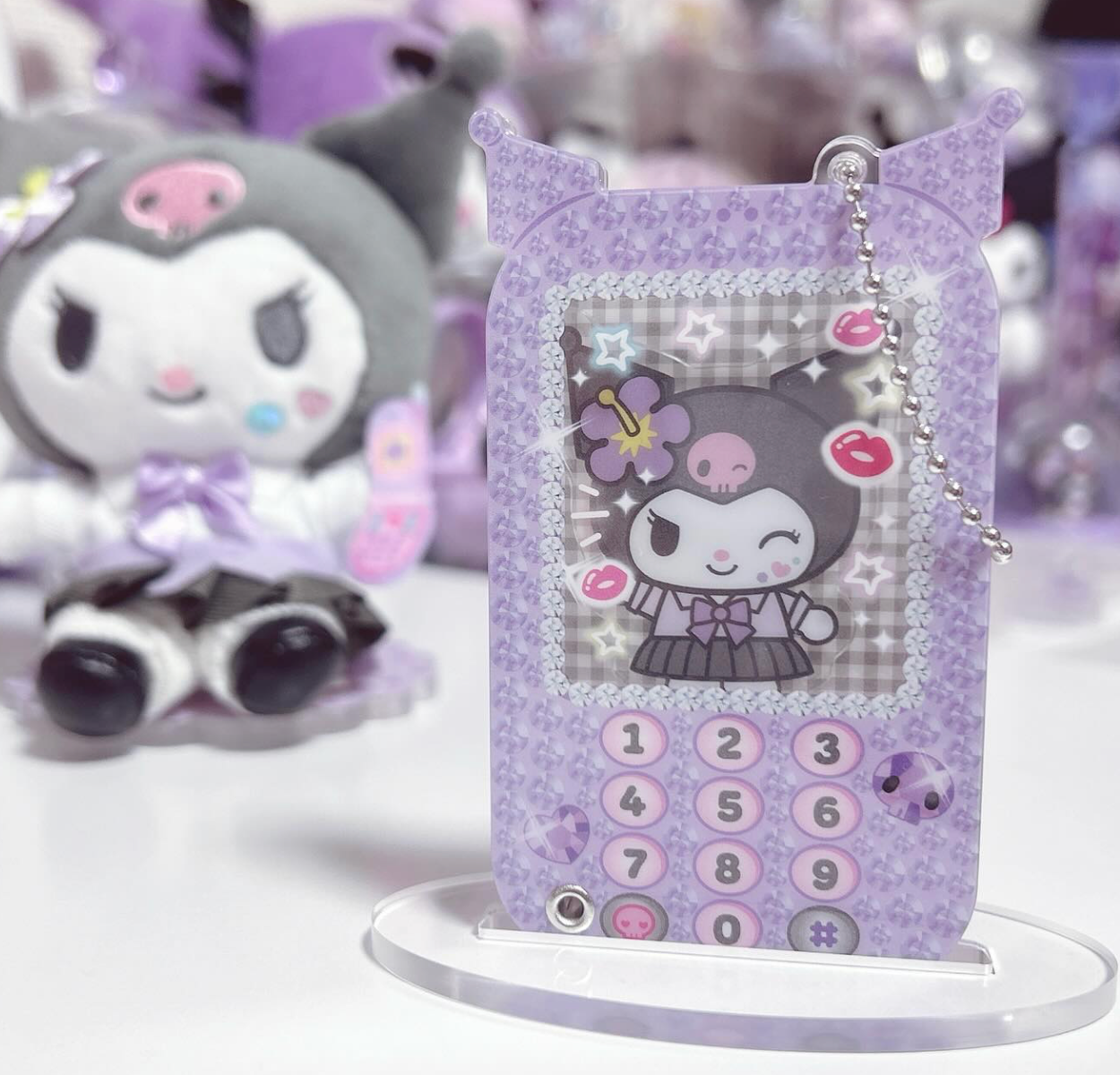 Sanrio Kuromi Heisei Gal / Retro Flip Phone (Galakei) Design Custom Acrylic Charm/Keyholder