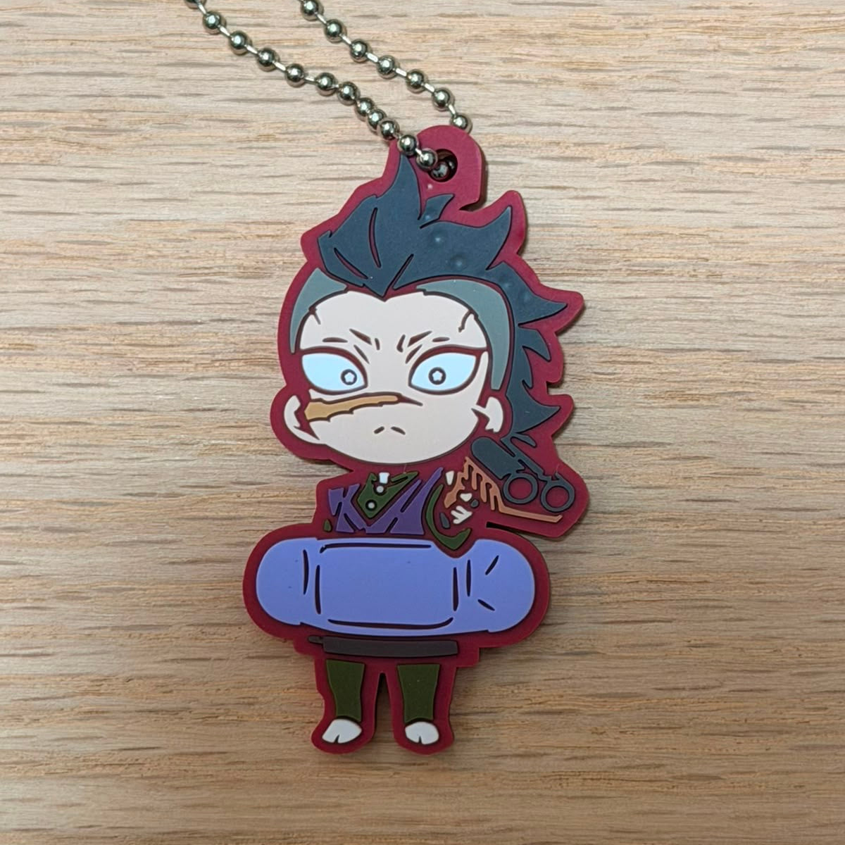Demon Slayer Genya rubber keychain by Bandai