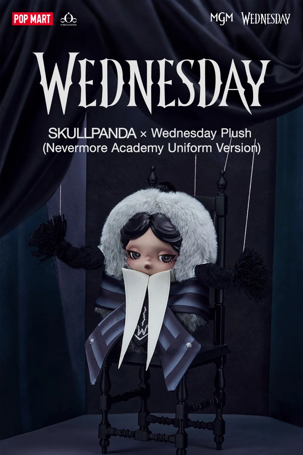 SKULLPANDA x Wednesday Plush ( Nevermore Academy Uniform Version)